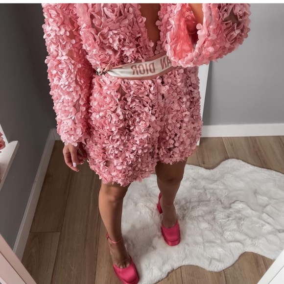 RARE ZARA FLORAL KNIT COAT PINK - Picture 9 of 16